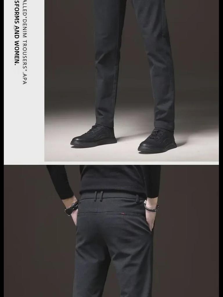 2023 Мужские приталенные утепленные повседневные брюки: Осень/Зима Свободные Прямые Брюки