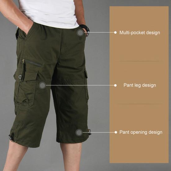 Мужские брюки длиной до икр, свободные брюки-карго с затягивающимся шнурком, летние повседневные спортивные брюки с несколькими карманами на молнии для повседневной носки, для спорта и улицы