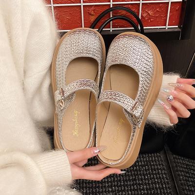 Женские лоферы на платформе-маффине, новинка 2025 года, весенне-летняя взрывная модель, ретро, плетеный мысок, полушлепанцы, маленькие сандалии