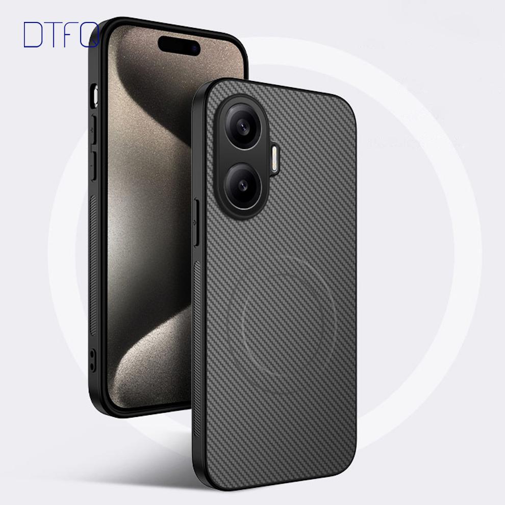 Тонкий чехол с текстурой под карбон для Xiaomi POCO X8 Pro Max X7 F8 Ultra F7 M8 M7 Pro 5G, магнитный, противоударный