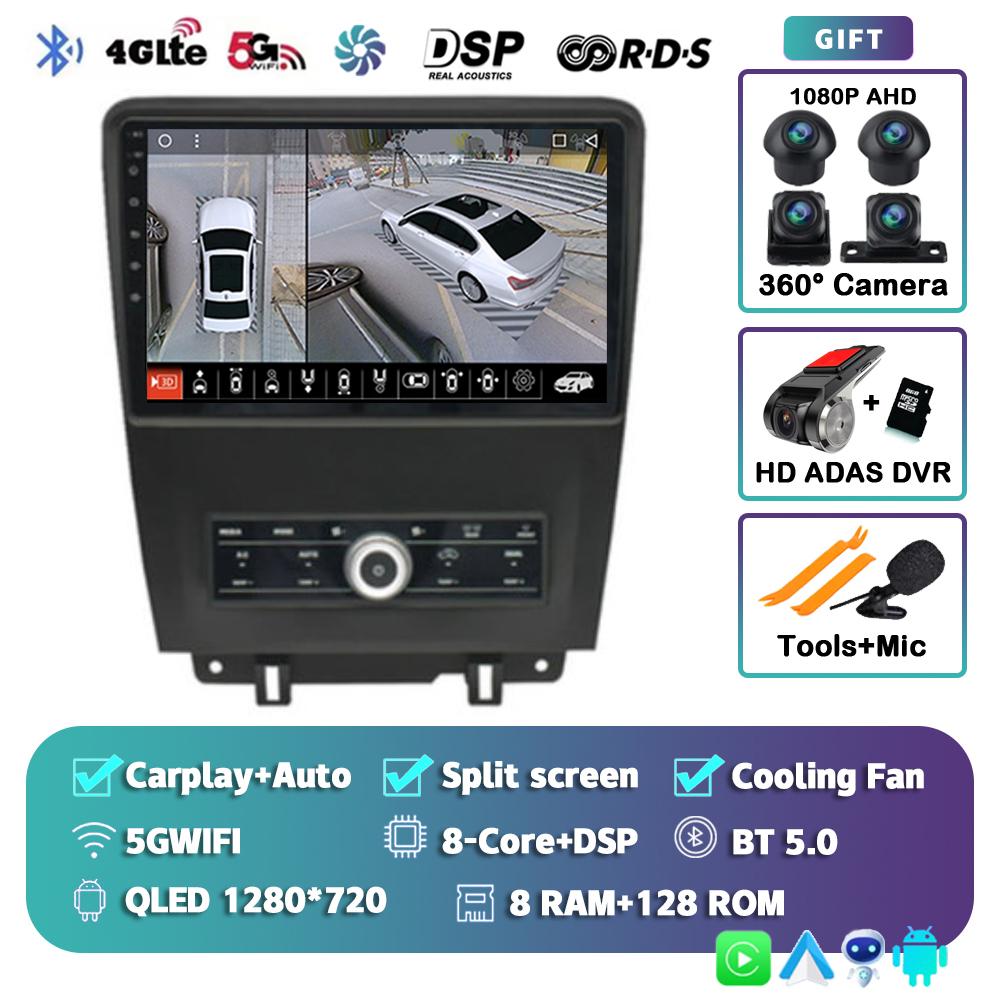Android 14 Carplay Auto для Ford Mustang 2010 2011 2012 2013 2014 Автомобильный радиоприемник Мультимедийный плеер Видео GPS Стерео WIFI+4G 2 din DSP