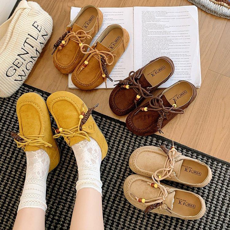 Осенние высокие Birkenstocks новые шнурованные повседневные ретро мягкая подошва ленивые легкие для выхода одиночные туфли
