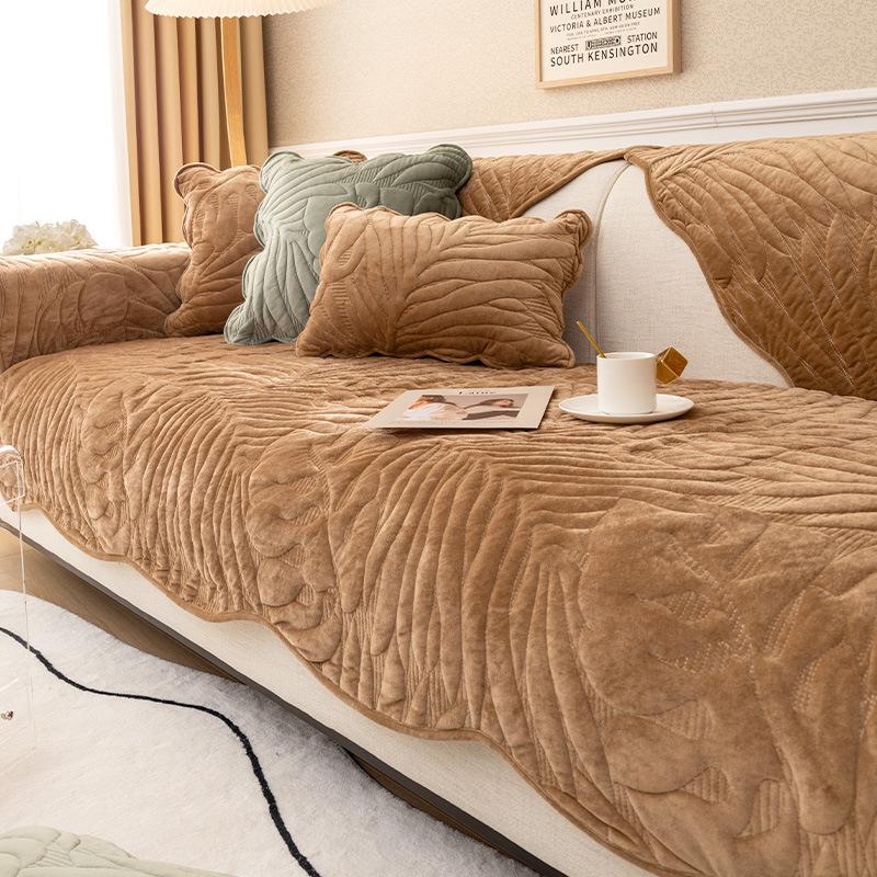 1pc Short Plush Sofa Cover, Sofa Towel Thick Non Slip Sofa Slipcover, Four Seasons General, Furniture Protector For Bedroom Office Living Room