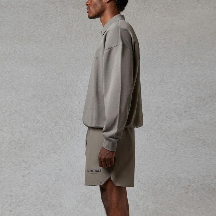 Fear of God Essentials Осень/Зима 2020 Поло с длинным рукавом и буквенным логотипом Топы унисекс Cement FOG-FW20-360
