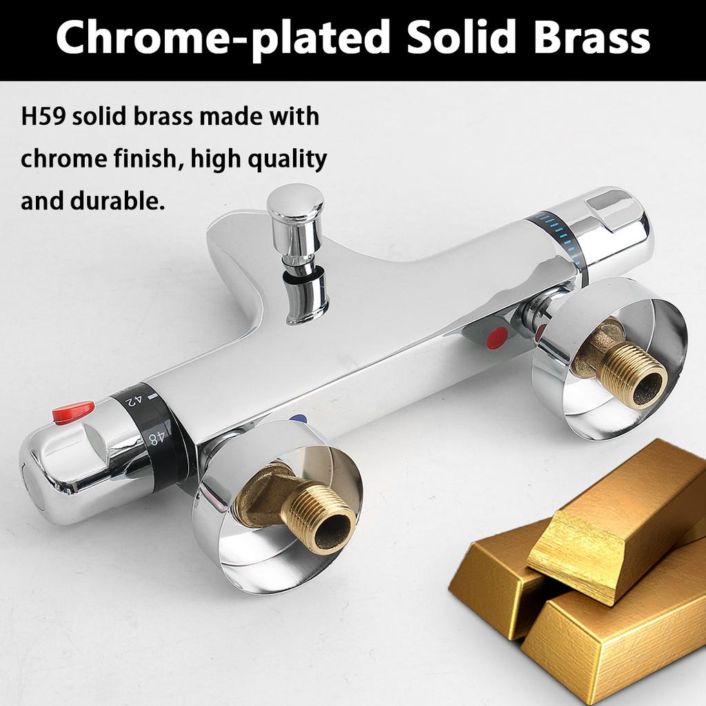 Термостатический смеситель для душа с двойной ручкой, настенное крепление, смеситель для душа, кухонная раковина, смеситель для ванны, регулирующий клапан для домашней воды и ванной, керамический