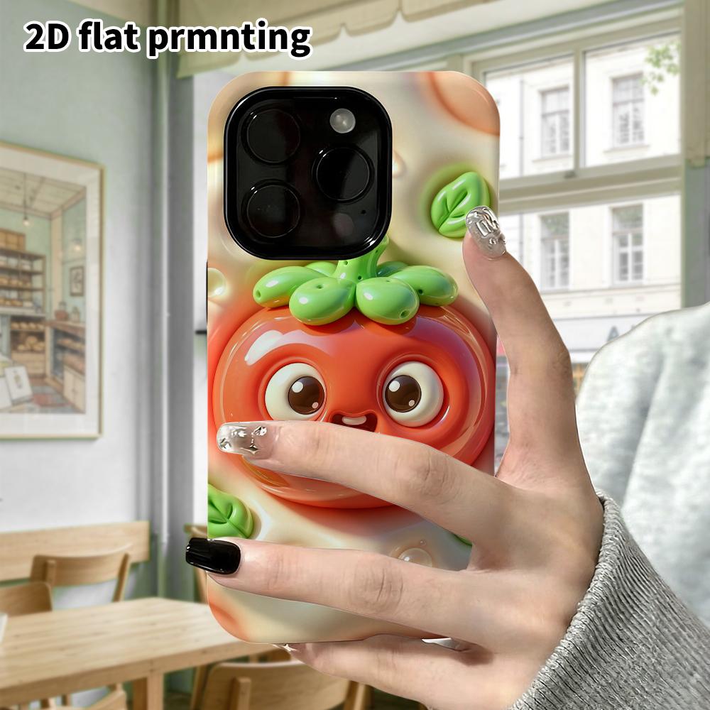 Чехол для телефона: 2D плоский дизайн, подходящий для защитного чехла iPhone 18 17 16 15 14 13 Pro, маленький помидор, идеальный праздничный подарок на Рождество и Хэллоуин