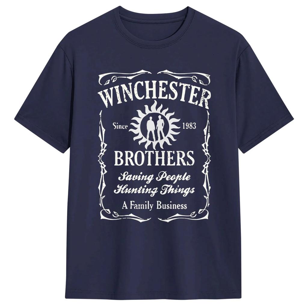 Men T-Shirts Supernatural Winchester Brothers Funny 100% Cotton Tees Short Sleeve T Shirts O Neck Clothing Party