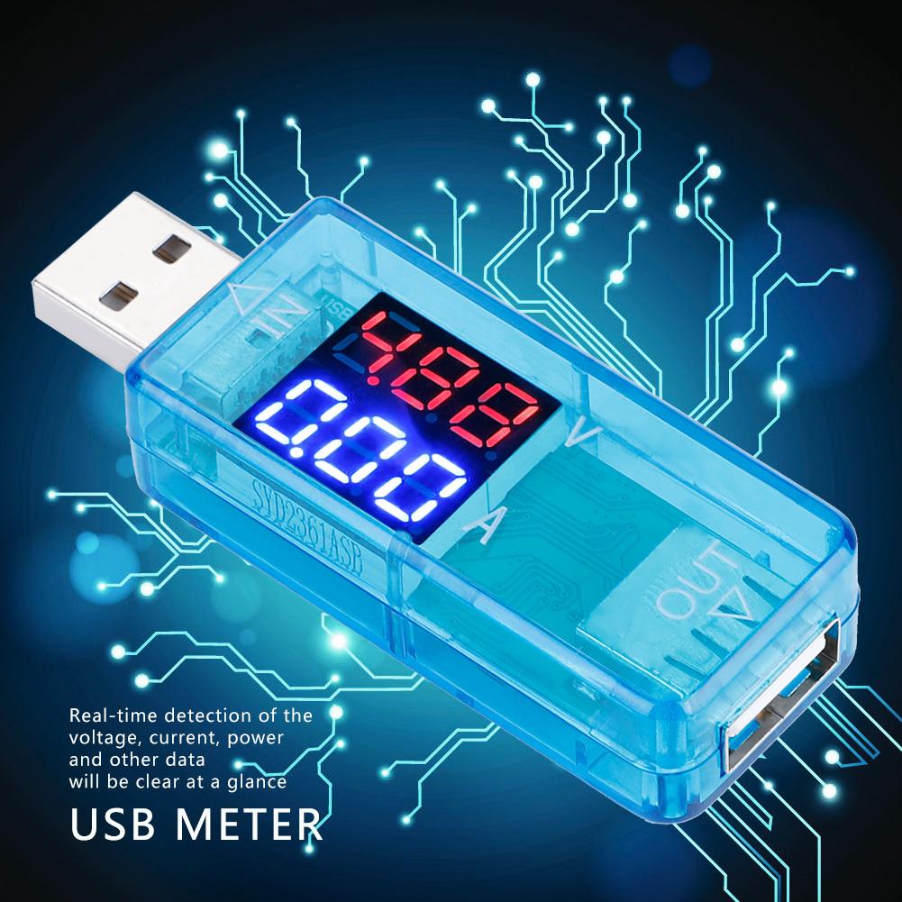USB Color LCD Voltmeter Ammeter Current Meter Multimeter r USB Tester (Blue)