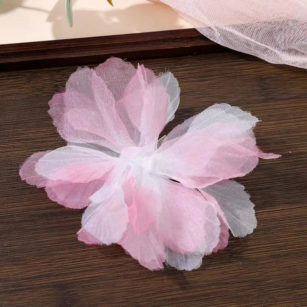 14 см 3D Органзовые Цветы DIY Шелковые Цветы Кружевные Аппликации Патчи Аксессуары для Свадебного Платья Градиентная Кружевная Отделка Швейные Аксессуары