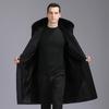 Winter Thick Cashmere Coat Men's Long Elderly Warm Plus Fleece Woolen Coat Real Fur Collar Loose Security Clothing
