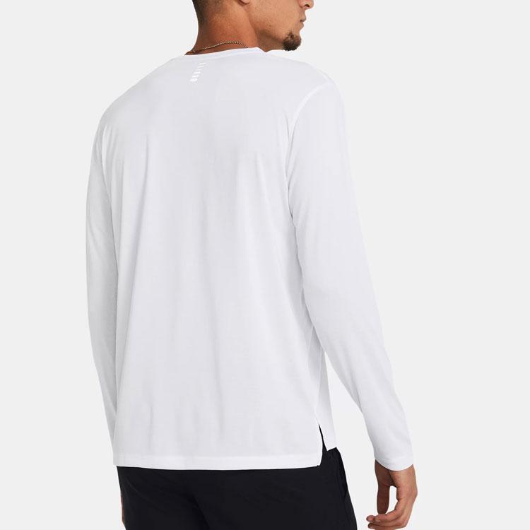 Under Armour Solid Logo Crew Neck Casual Long Sleeve T-Shirt Men Tops White 1382584-100