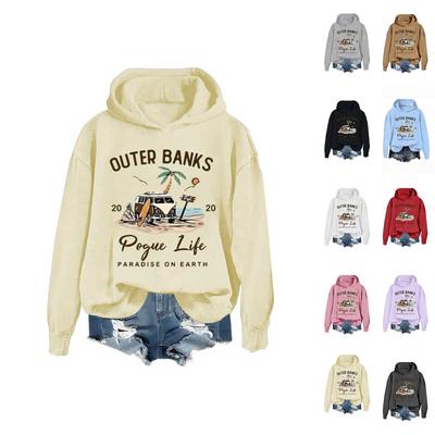 Женская однотонная толстовка с капюшоном и длинным рукавом с принтом