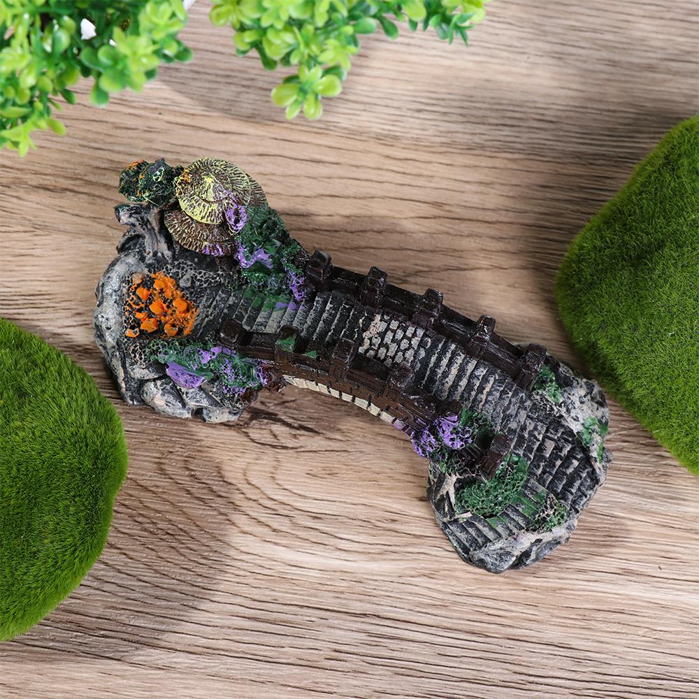 Дерево Растение Искусственный Ландшафтный Дизайн Смола Аквариум Украшения Искусственный Мост Каменистая Горка Украшение для Аквариума