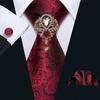 Paisley Tie Brooch for Men Wedding Formal Silk Necktie Hanky Cufflink Set
