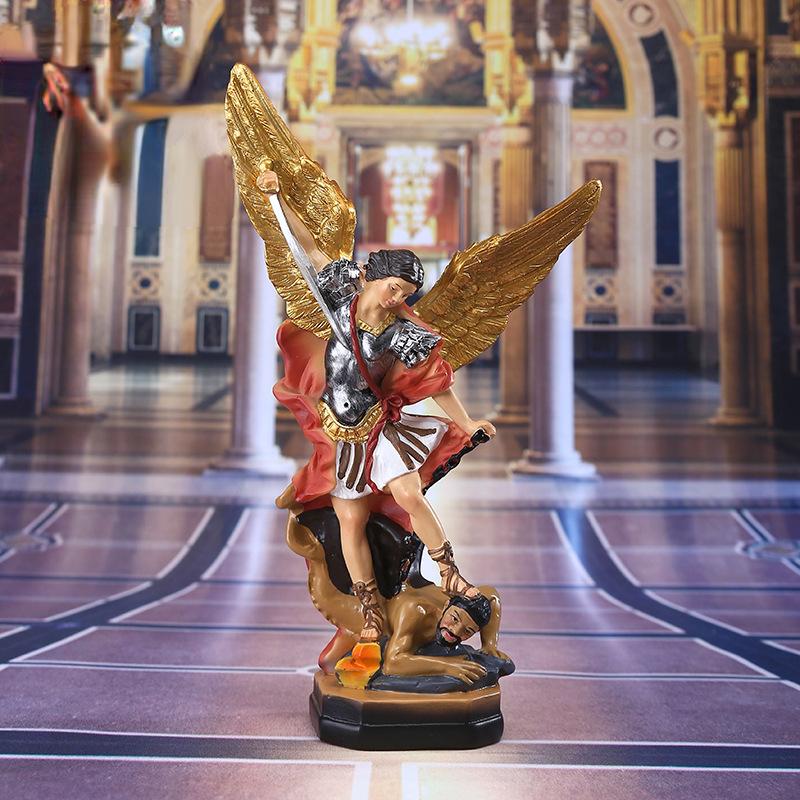 1 шт. новая статуя святого ангела святого Мишеля и дракона, фигурка, украшение для дома, поделки из смолы, подарки