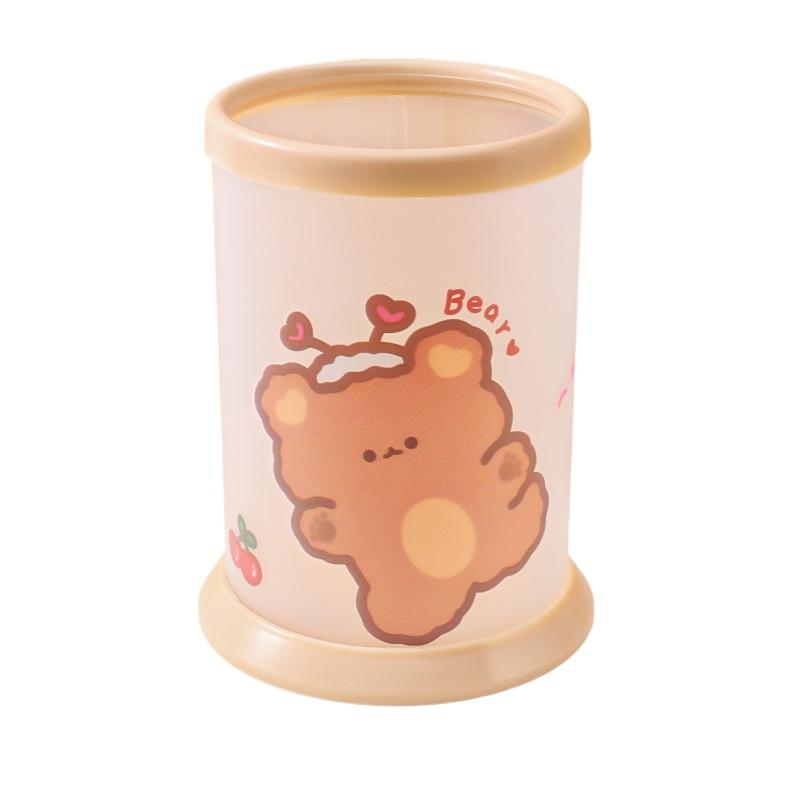 1 шт. Kawaii круглый держатель для ручек офисные канцелярские принадлежности пластиковый настольный органайзер милый органайзер для хранения школьные принадлежности для детей съемный