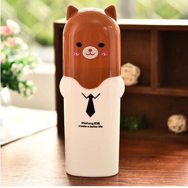 Пластиковый чехол для щётки и зубной пасты с крышкой в виде зверушки