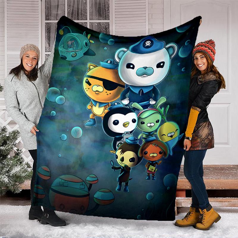 1pc OCTONAUTS1 Theme Blanket - Digital Print, Polyester, Cozy for All Seasons, Perfect for Outdoor, Camping, and Travel