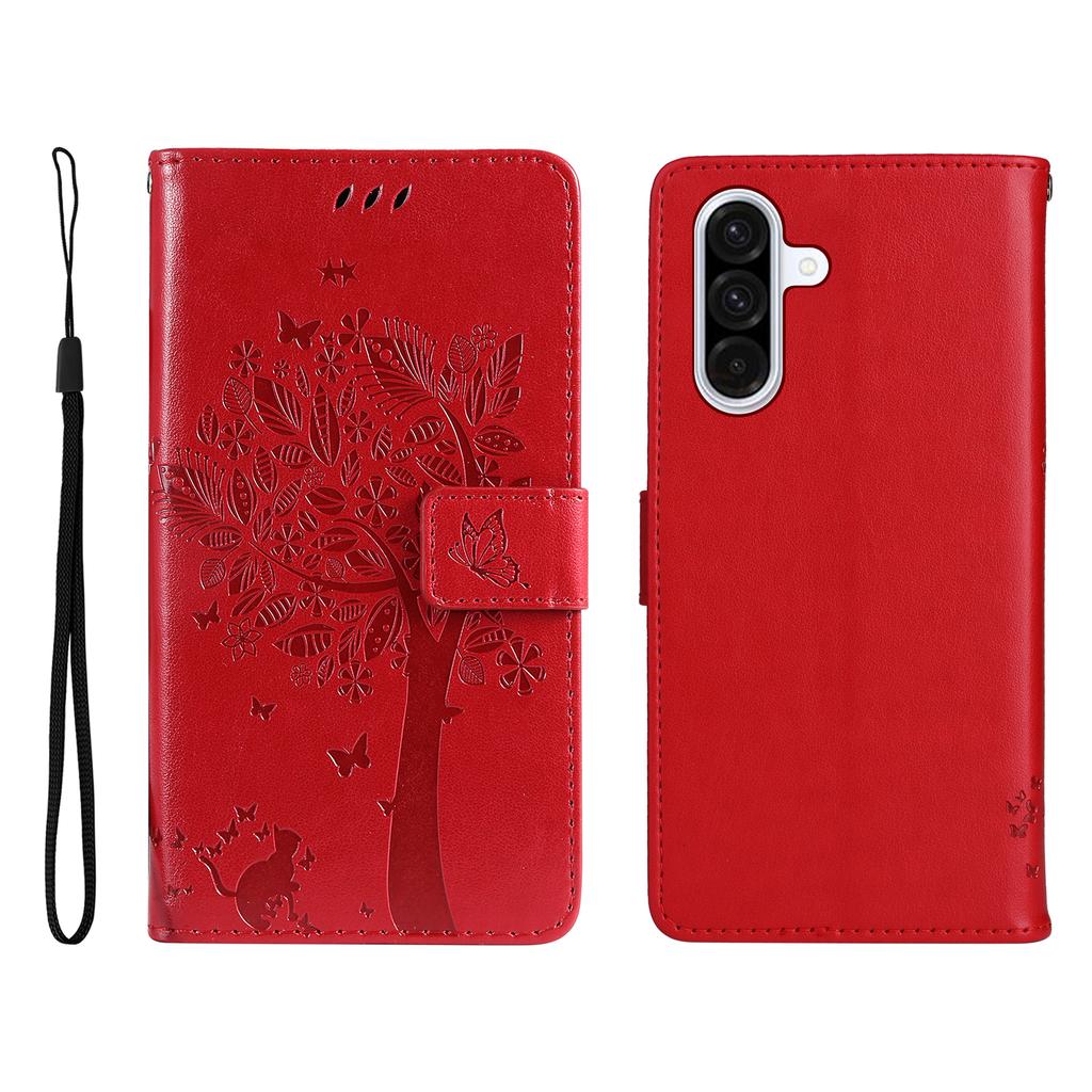 For Samsung Galaxy A56 5G Phone Case with Stand Cat Tree Pattern Leather Wallet Mobile Cover