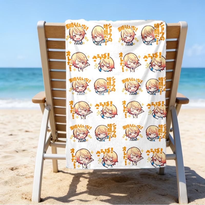 proof beach towel with a Tenma Tsukasa pattern - soft,absorbent,quick-drying,machine washable - perfect for swimming,camping,bathing