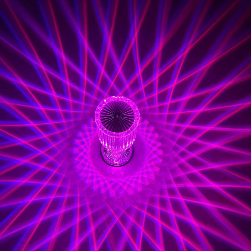Настольная лампа с кристаллами и бриллиантами, цветной светильник RGB с сенсорным управлением, романтический светильник для спальни, акриловый перезаряжаемый USB ночник, проекционный светильник