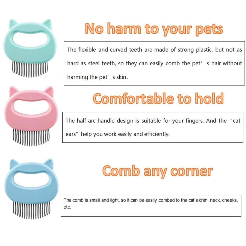 3 Pcs Cat Dog Comb Pet Hair Grooming Massage Comb, Cat Dog Hair Shedding Brush Pet Shell Comb for Removing Matted Tangled Fur and Loose Hair