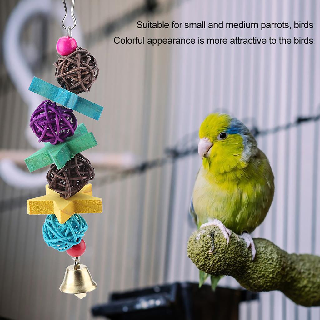 5pcs Set Wooden Bird Parrot Swing Hanging Chew Climbing Toy Set Cockatiel Budgie