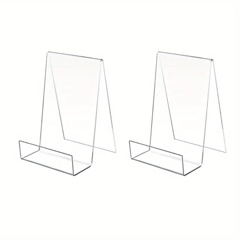 Clear Acrylic Easel Display Stands | Transparent Angled Shelf Design for Versatile Home or Office Decor - Tablets, Albums