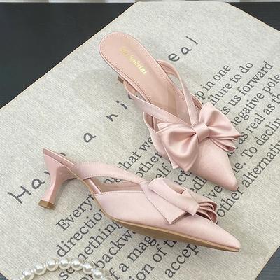 2025 Новые летние женские шлепанцы с острым носком, туфли-лодочки на высоком каблуке для вечеринок, мюли, обувь-слайды