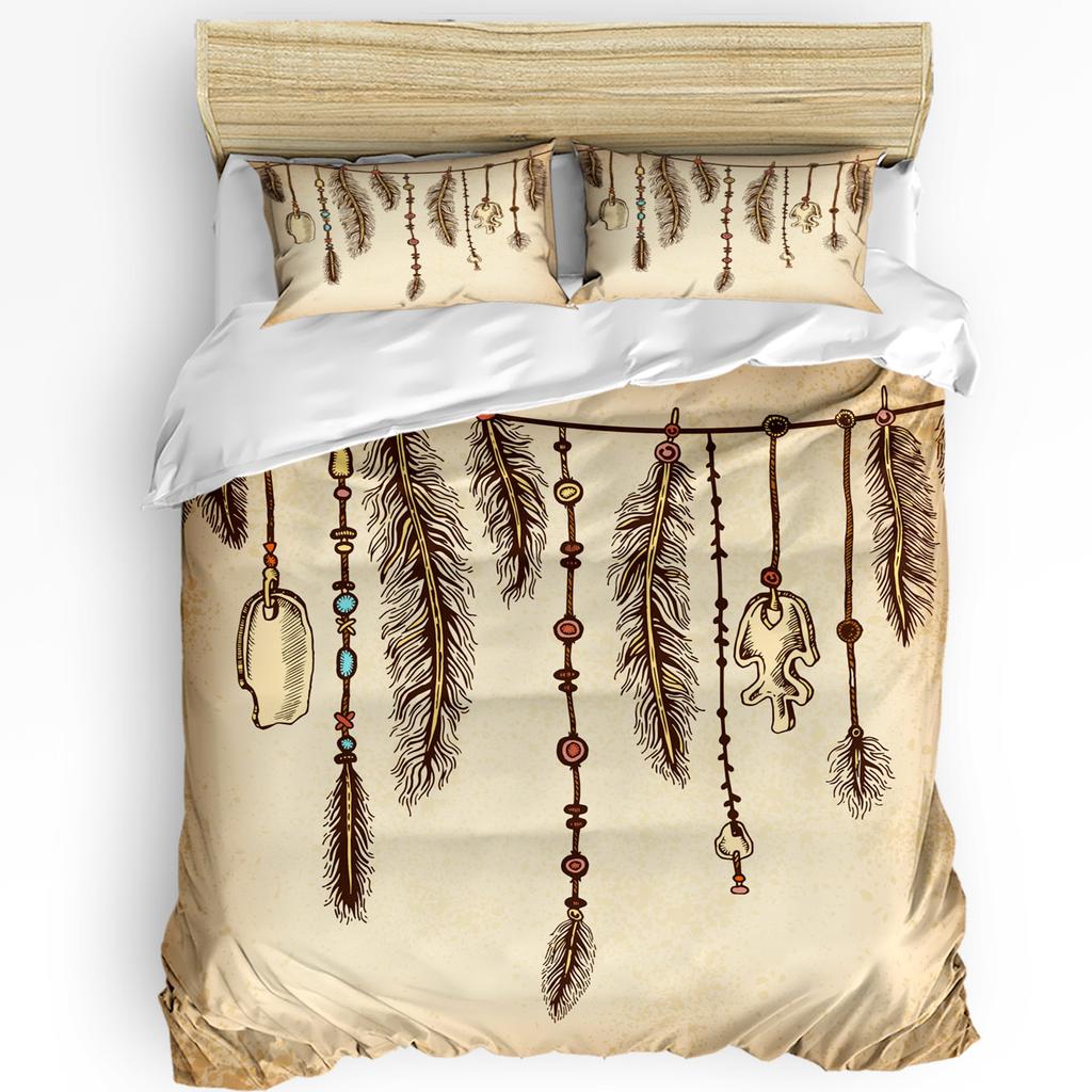 Animal Flying Bird Grey Feather Retro Style 3pcs Bedding Set For Double Bed Home Textile Duvet Cover Quilt Cover Pillowcase