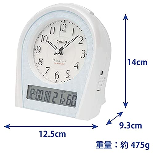 Casio TTM-160NJ-8JF Будильник, Радиоуправляемый, Серебристый, Аналоговый, Постоянно включенный, Температура, Влажность, Календарь