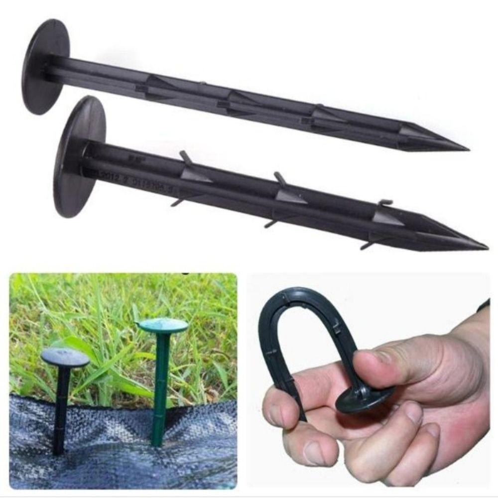 100pcs Fixing Nails Ground Nails Barb Design Plastic Pegs Anti-rust Grass-proof Cloth Nails Orchard