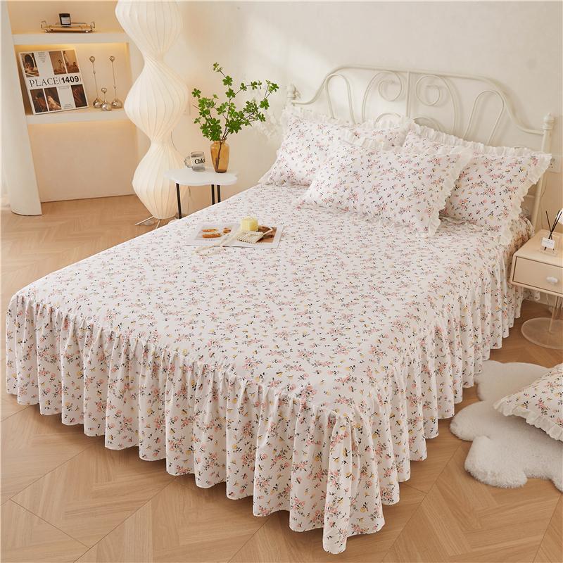 Комплект из 3 предметов с цветочным принтом, покрывало из 100% хлопка, мягкое покрывало в стиле принцессы для спальни, высококачественное покрывало с наволочками