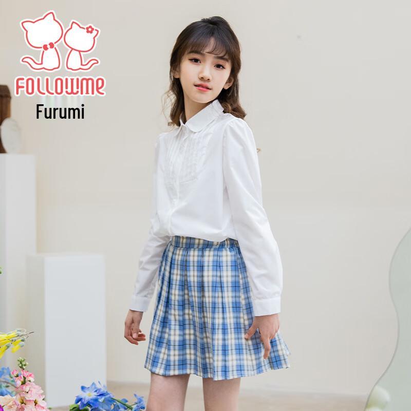 Fulo Mi Girls' Peter Pan Collar Long Sleeve Shirt