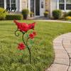 Grandma Memorial Tributes Red Bird Garden Stake, Metal Yard Art Hand Painted Lawn Flower And Ornament for Patio Pathway Site Stake