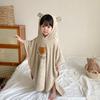 Embroidered Coral Fleece Hooded Cape Children's Bathrobe Baby Cotton Absorbent Korean Bear Bath Towel