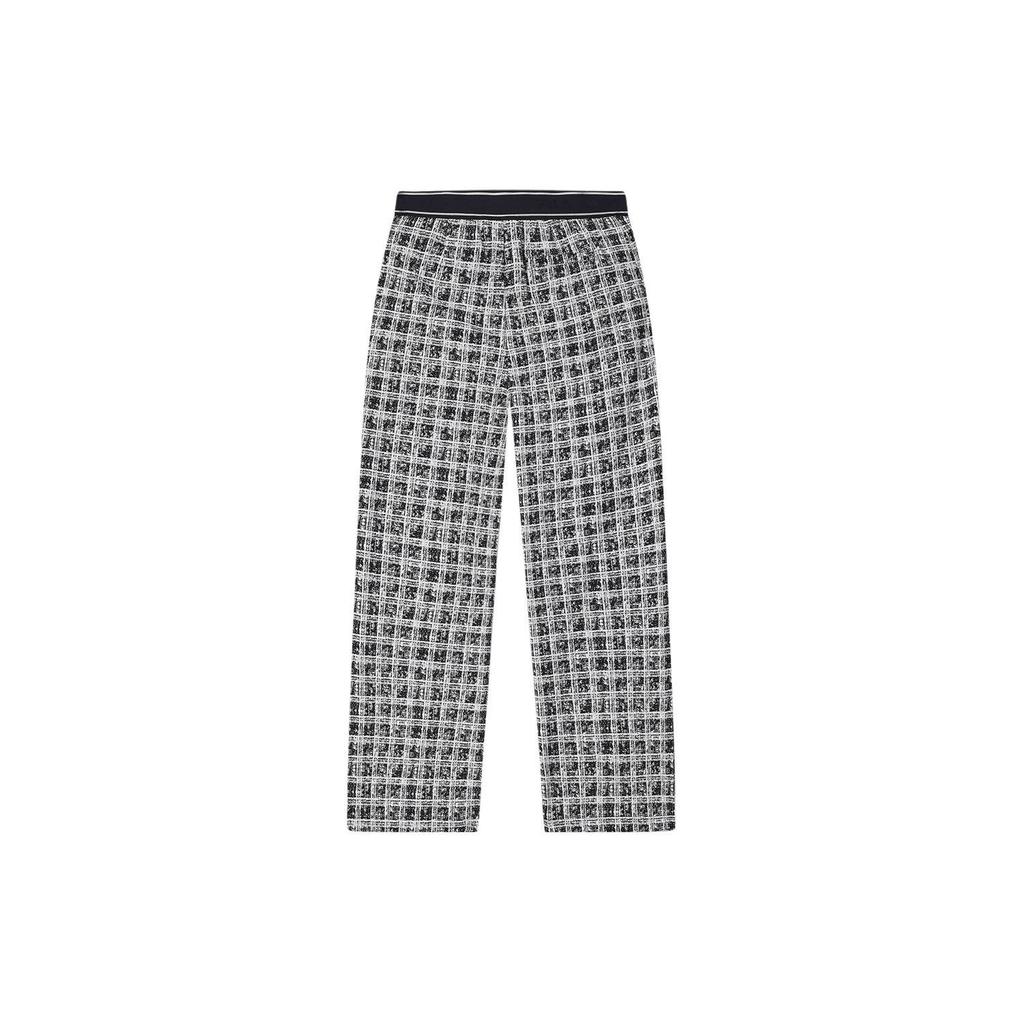 Fila Fleece Houndstooth Straight Leg Woven Casual Pants Women Bottoms Legendary-Blue F11W411802F-NV