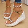 2024 Горячая Распродажа Женская Обувь Женские Сандалии С Пряжкой Ремень Модные Босоножки С Кристаллами Женские Новые Босоножки На Платформе С Открытым Носком