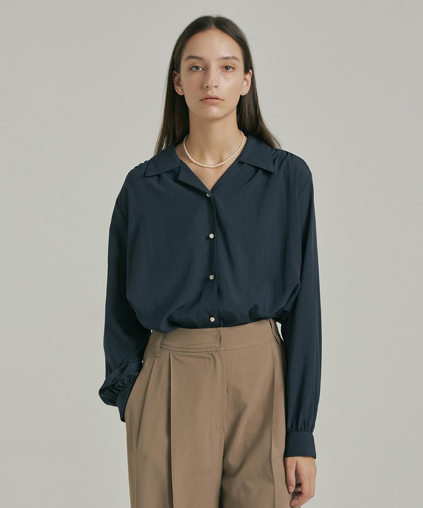AHWE Shirring Volume Blouse_Navy