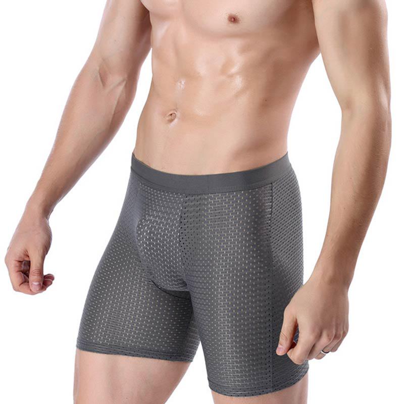 Vogue Shaper Body Pouch Mesh Men Breathable Boxer Bulge Underwear Ice Silk Shorts Soft