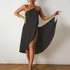 Women Beach Dress Sleeveless Solid Color Off Shoulder Backless Loose One Piece Bikini Cover-up Vacation