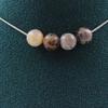 Stones and Minerals. Necklace 4 Beads Agate Bamboo Leaf 8 Mm Stainless Steel Chain.
