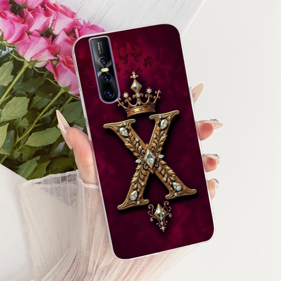 Чехол-крышка для Vivo V15 Pro Роскошный А-Я Буквы Модная Корона 2D Расписной Силиконовый Чехол для V15 Pro Vivo 1818