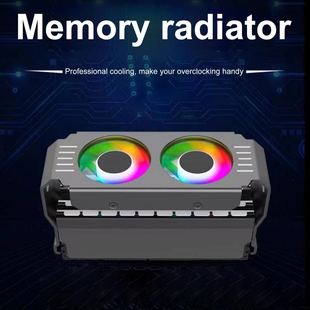 Радиатор для оперативной памяти компьютера Двойные вентиляторы охлаждения ARGB PWM Контроль температуры DDR4/5 Настольный ПК Алюминиевый кулер Охлаждающий радиатор