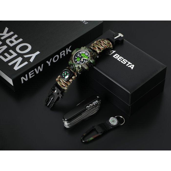Men's Waterproof Tactical Watch Besta Box Military Set Gift Set, With Compass