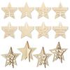 12pcs DIY Easter Eggs Wood Crafts Handmade 3D Stars Butterfly Unfinished Wooden Slices Paintable Desktop Ornaments Holiday Decor