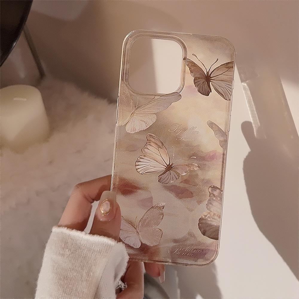 Dreamy Butterfly Gradient Phone Case for iPhone 16, 15, 17 Pro Max, 11, 12 - Transparent Soft Case