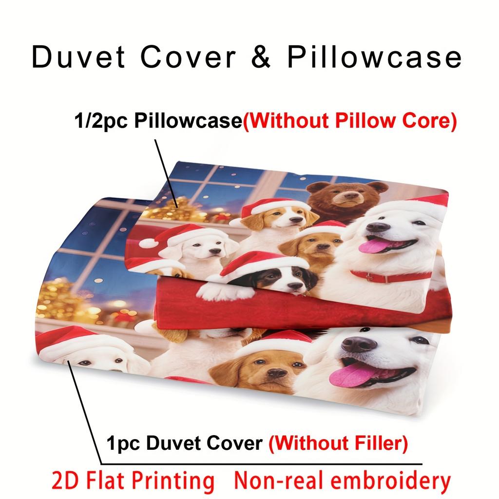 Christmas Duvet Cover Set Cute Dog Duvet Cover Bedding Set Animal Room Decorations Christmas Halloween Decor Duvet Cover