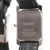 Seiko Женские кварцевые часы квадратной формы SWR053 Белый циферблат Черный кожаный ремешок