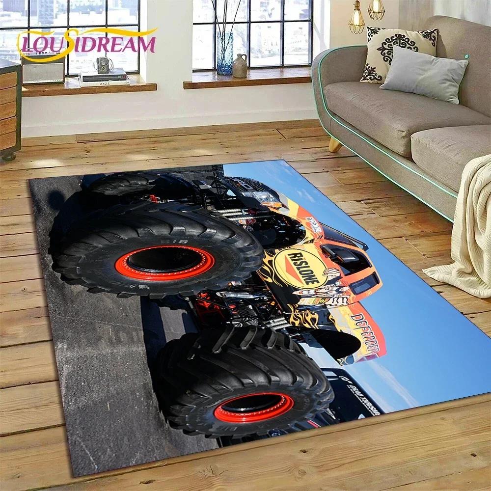 Ковер-мультфильм Monster Truck Monster Jam для спальни, гостиной, дома, украшение для дивана, большая игровая напольная подстилка для детей